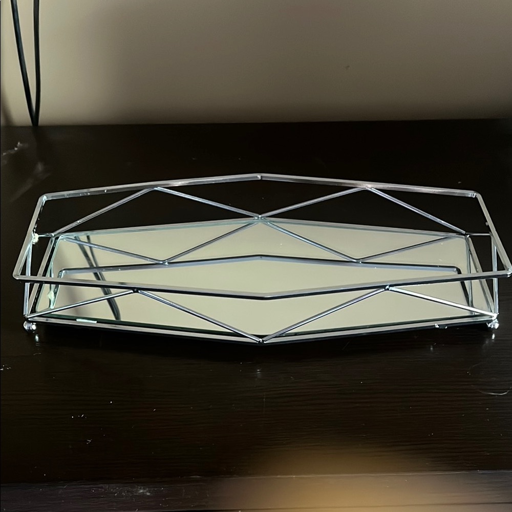 Geometric Silver Vanity Tray